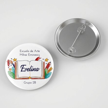 Chapa personalizada con nombre - Vuelta al cole