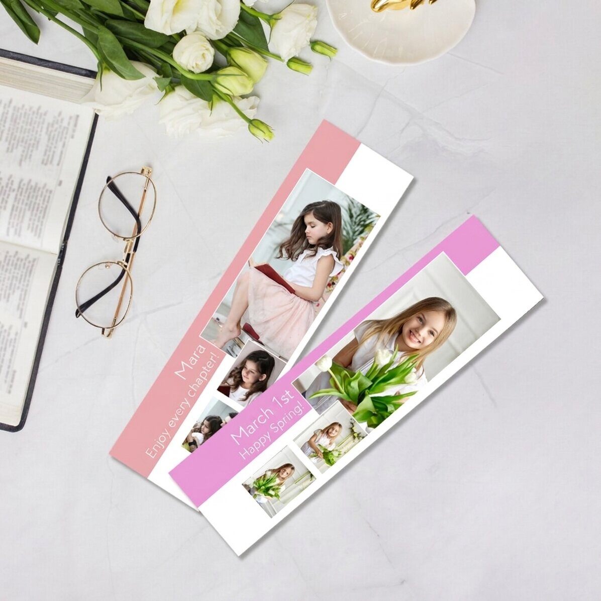 Marcapáginas personalizado con 3 fotos y texto: «You are special»