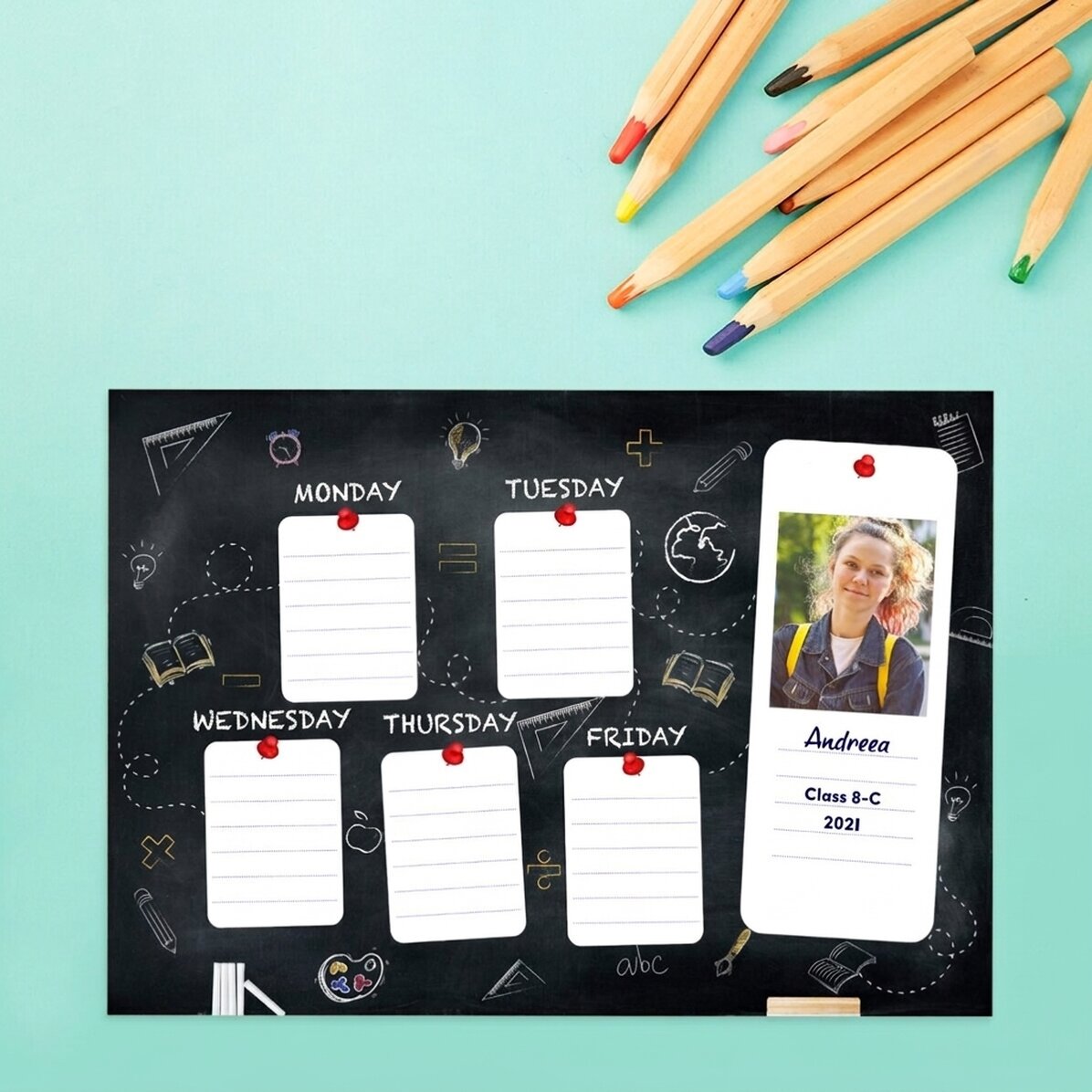 Horario personalizado con una foto y un texto - Blackboard