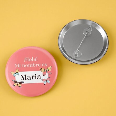 Chapa personalizada con nombre - Mariposas