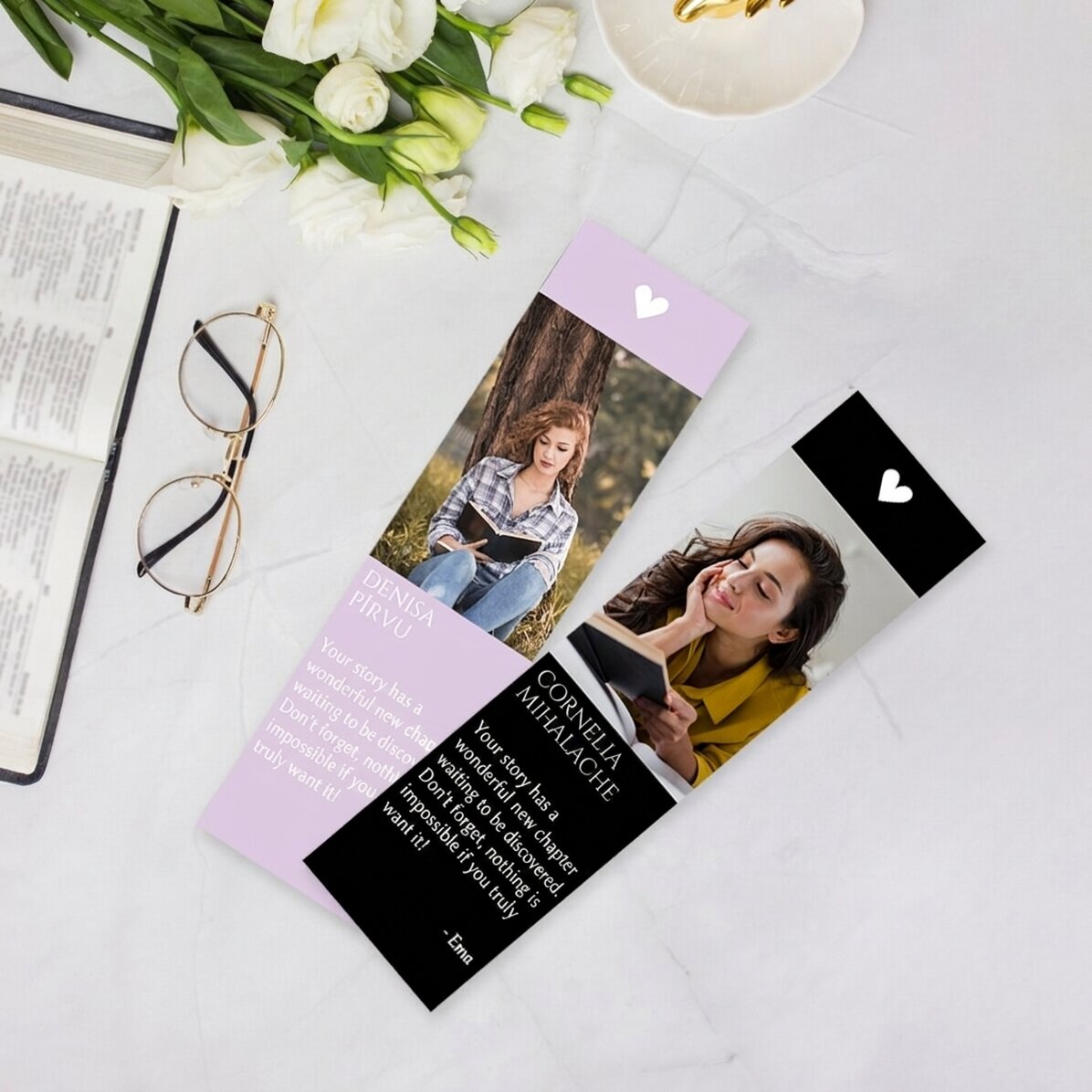 Marcapáginas personalizado con una foto y un texto - For you