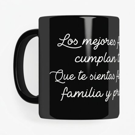 Taza negra personalizada con mensaje
