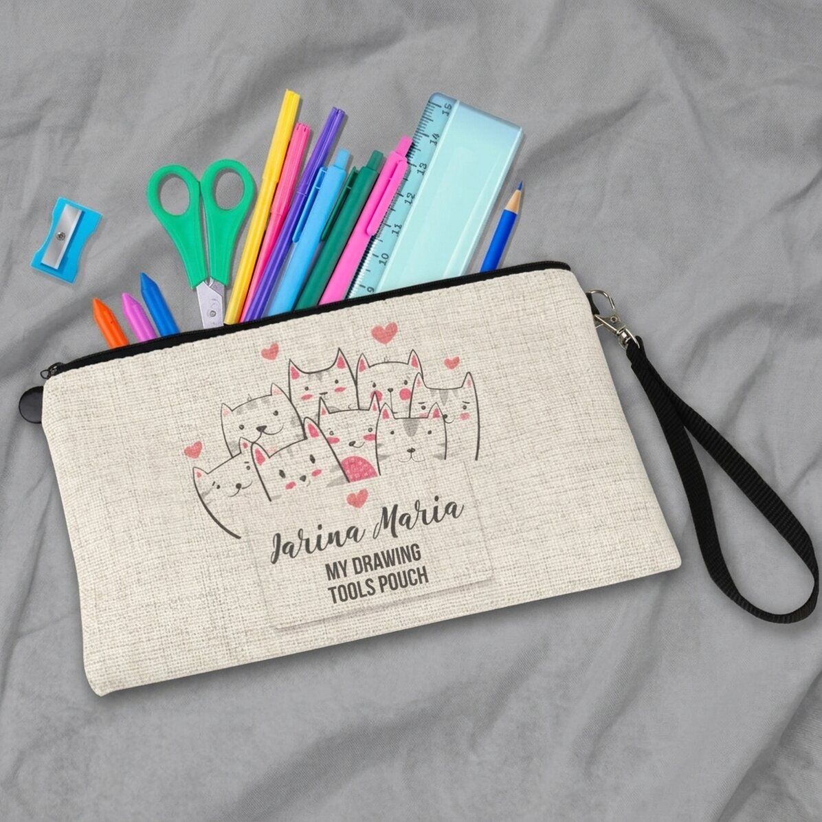 Estuche escolar personalizado con texto - Kitty