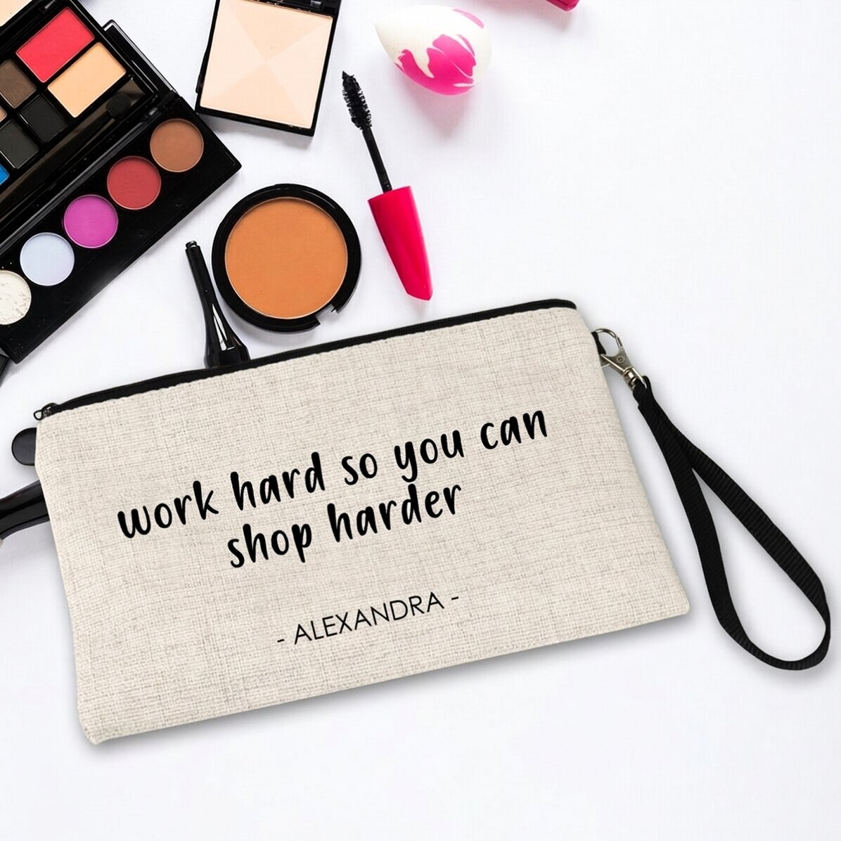 Bolsita para cosméticos personalizada con texto
