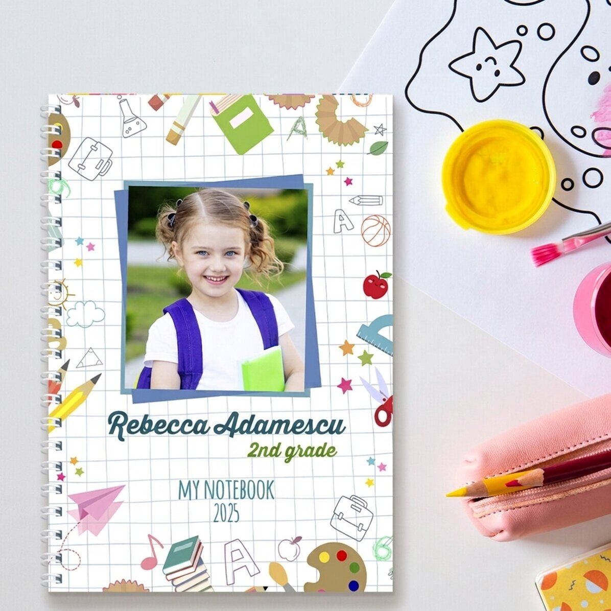 Cuaderno personalizado con una foto y un texto - Vuelta al cole