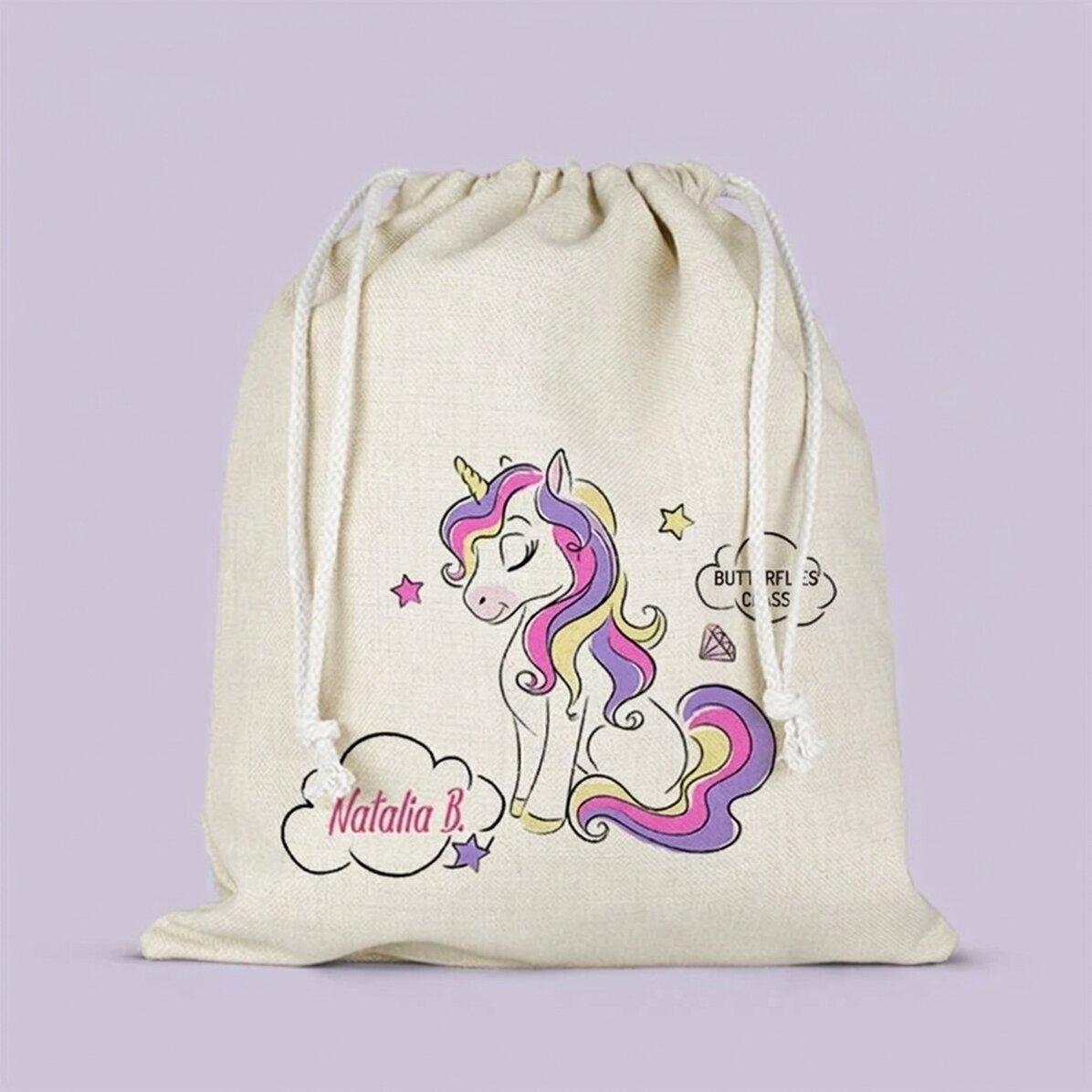 Bolsa para la guardería personalizada con texto - Unicornio