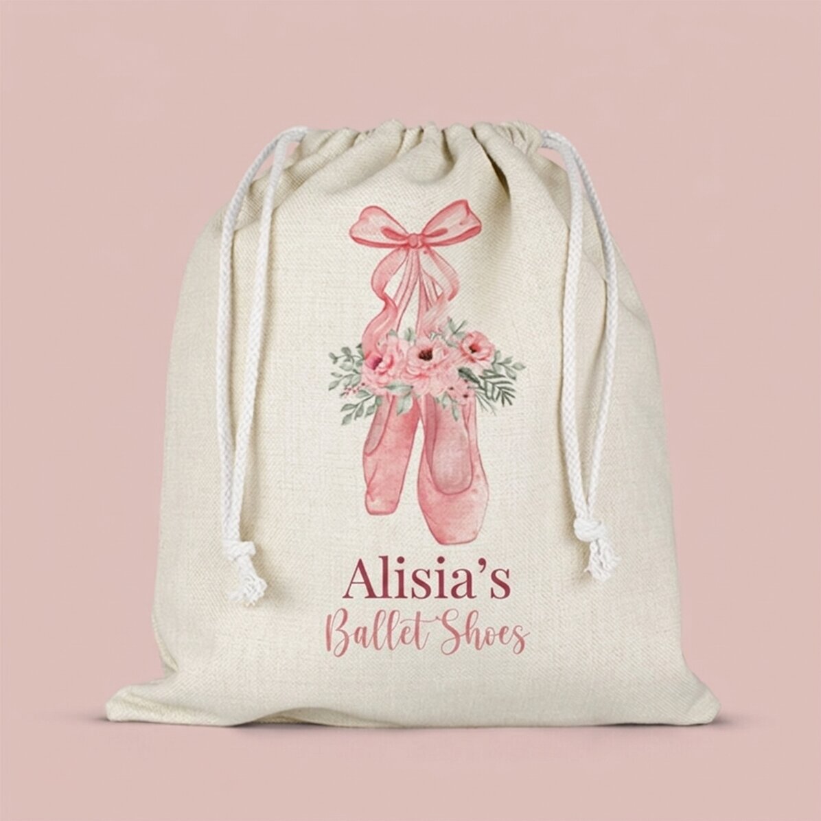 Bolsa para la guardería personalizada con texto - Zapatillas de ballet