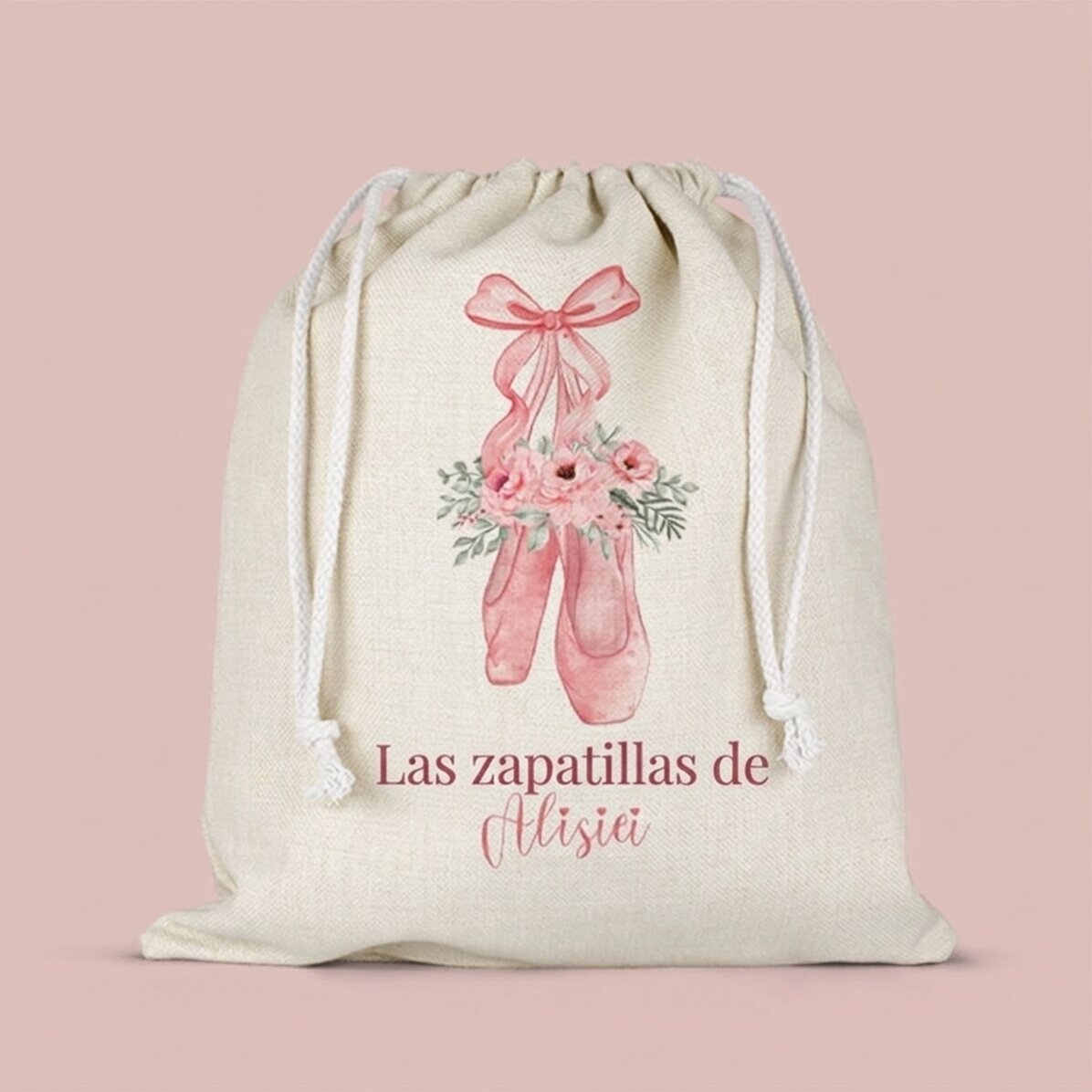 Bolsa para la guardería personalizada con texto - Zapatillas de ballet