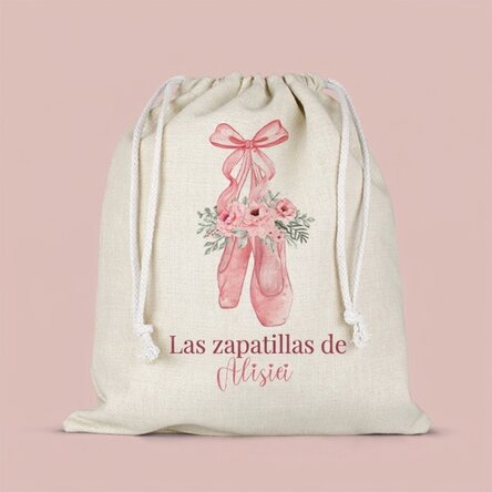 Bolsa para la guardería personalizada con texto - Zapatillas de ballet