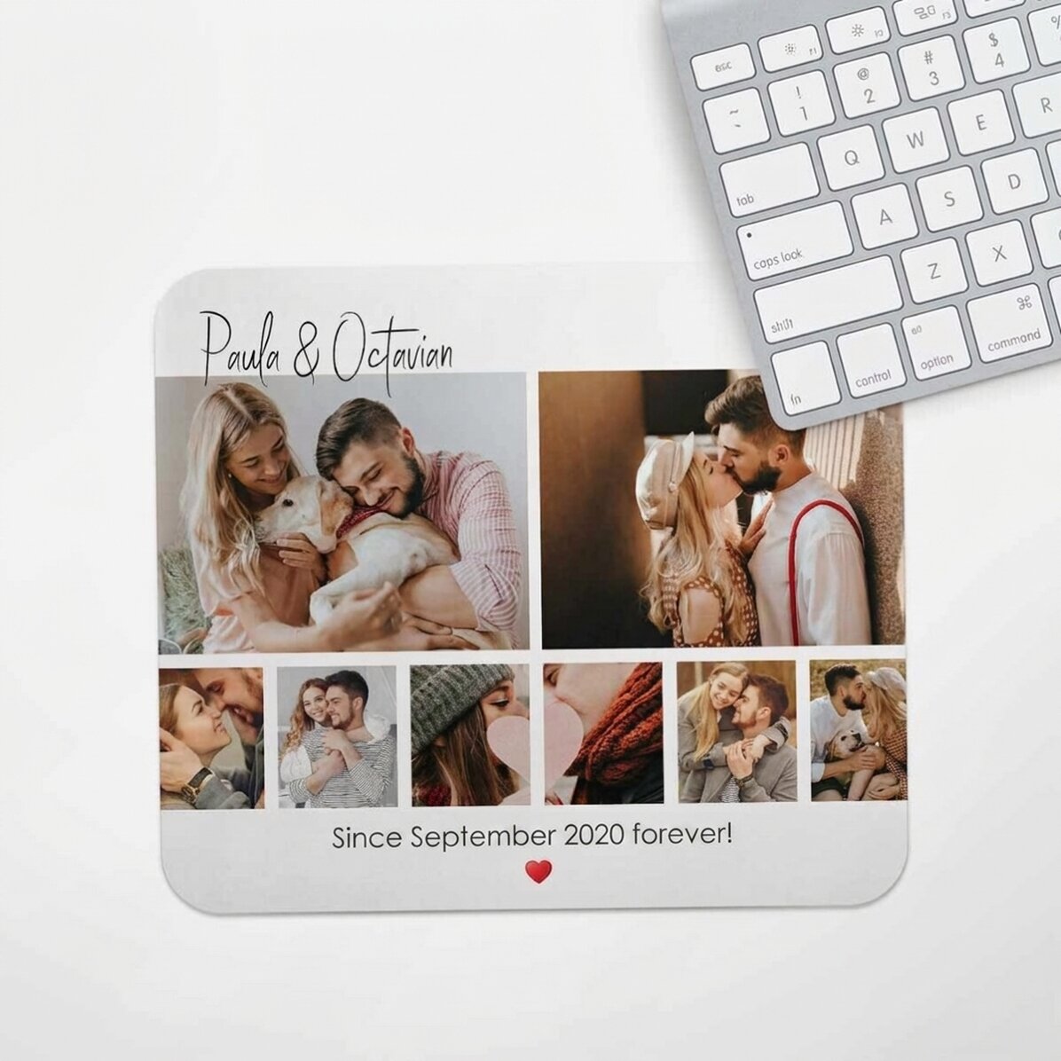 Alfombrilla de ratón personalizada con 8 fotos y texto - Para ti