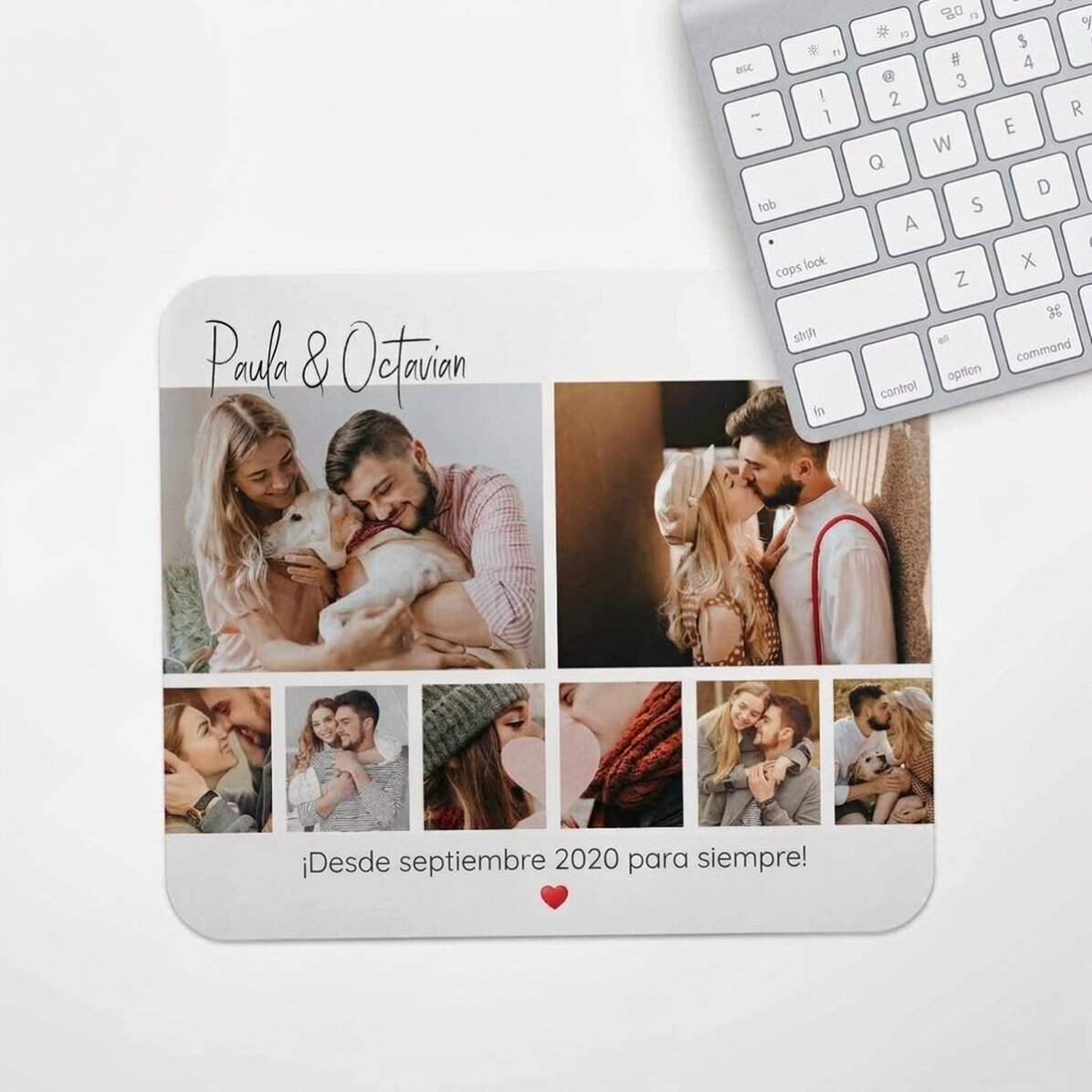 Alfombrilla de ratón personalizada con 8 fotos y texto - Para ti