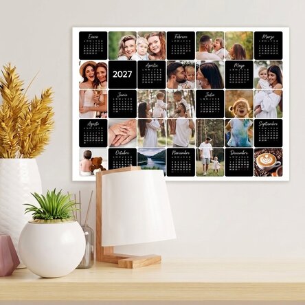 Póster calendario personalizado con 12 fotos