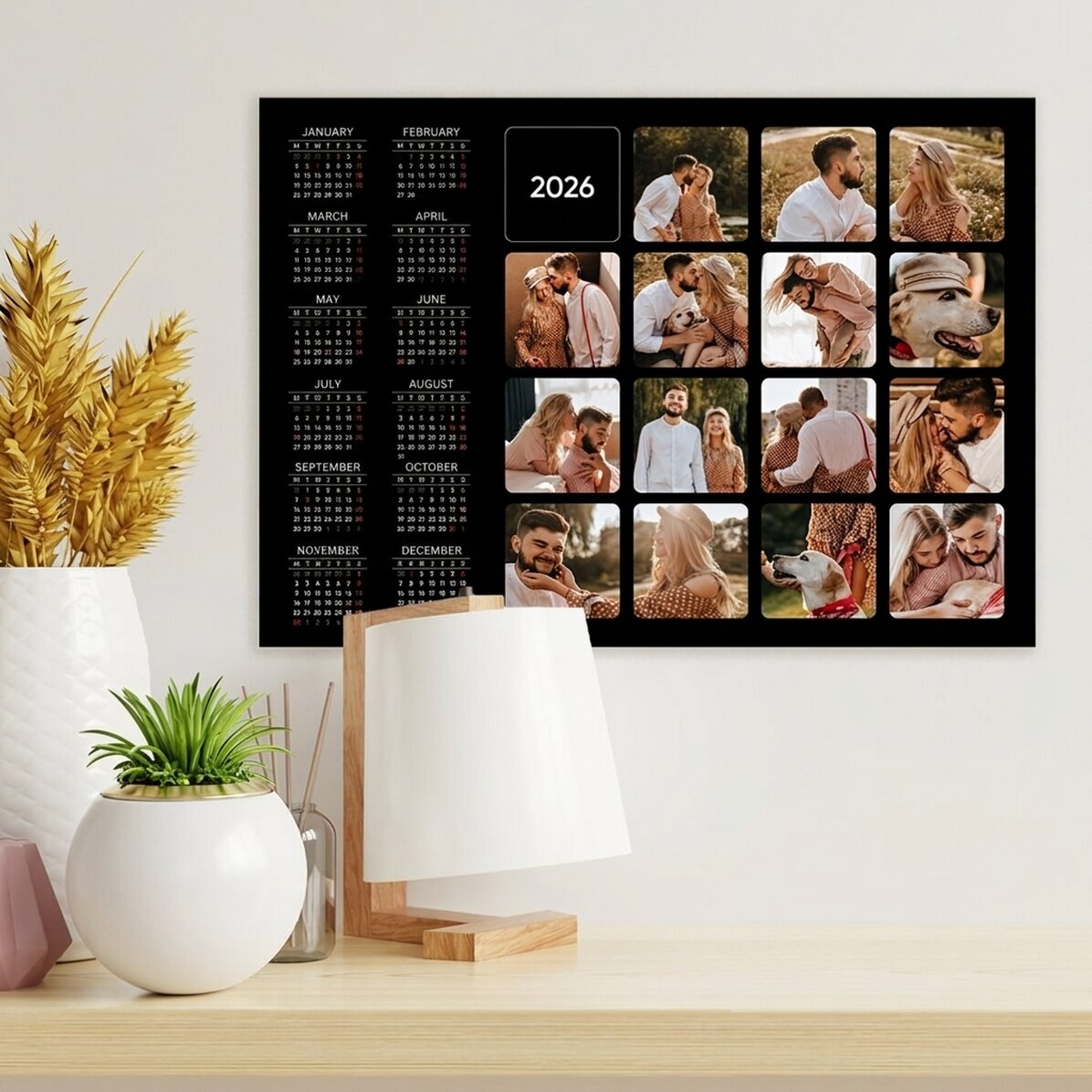 Póster calendario personalizado con 15 fotos