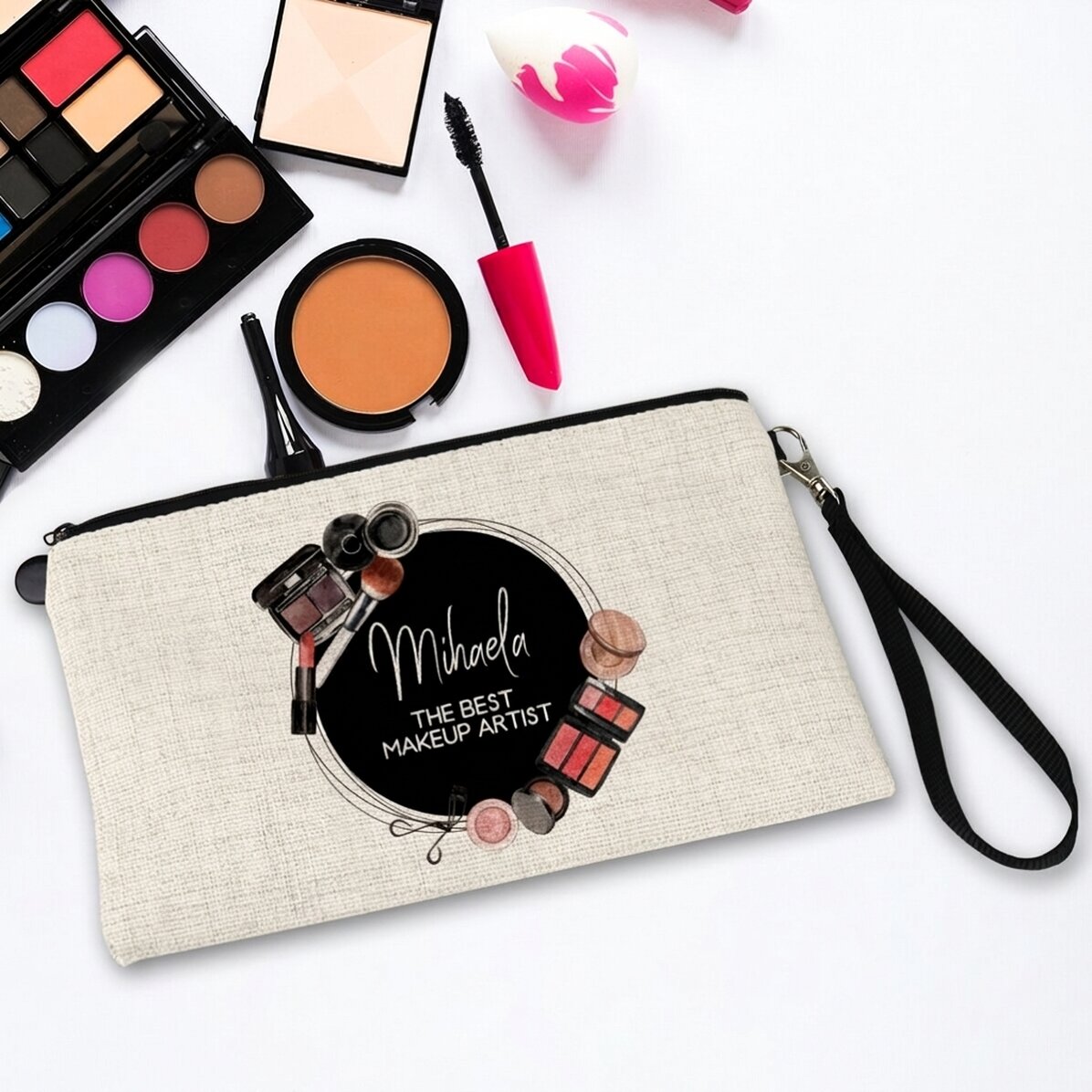 Bolsita para cosméticos personalizada con texto - Maquilladora