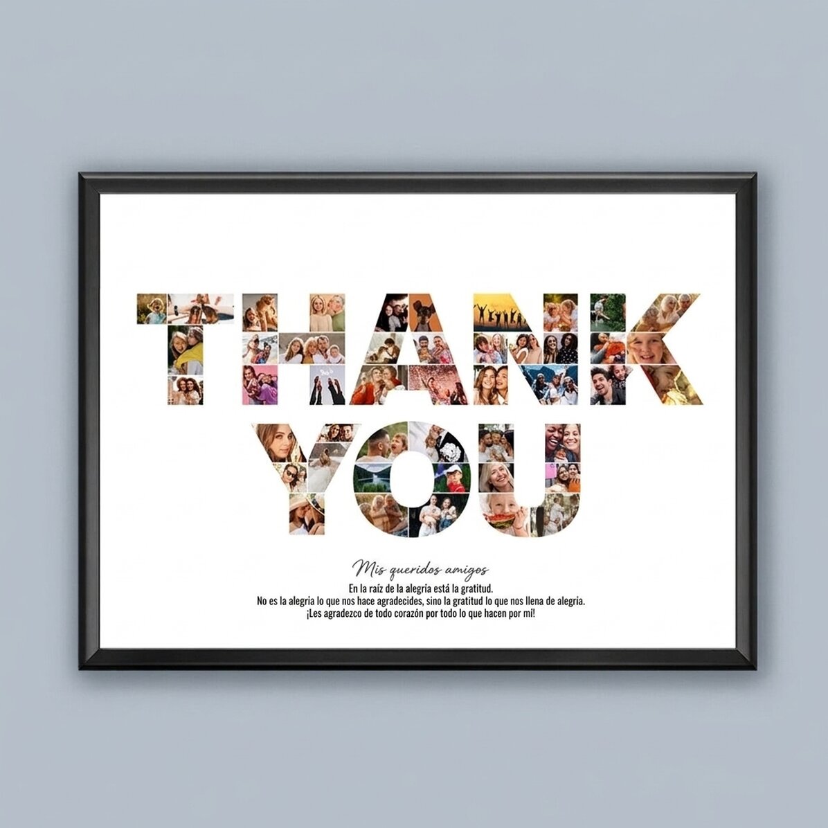 Cuadro personalizado con 46 fotos y texto - THANK YOU