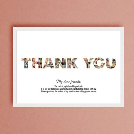 Personalised landscape canvas with 52 photos and text - THANK YOU