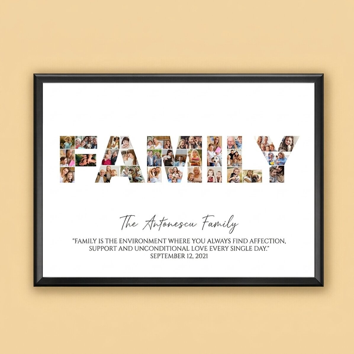 Cuadro personalizado con 30 fotos y texto - Familia