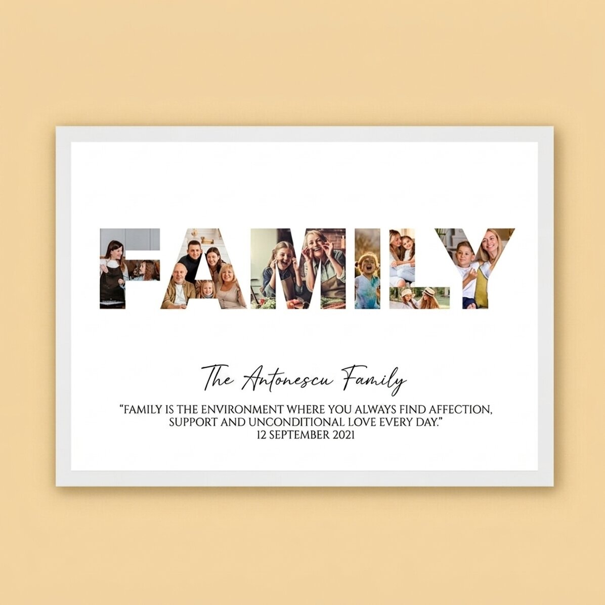 Cuadro personalizado con 7 fotos y texto - Familia