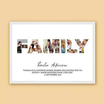 Cuadro personalizado con 7 fotos y texto - Familia