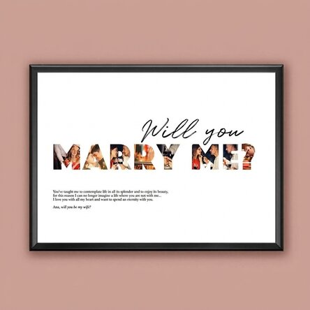 Personalised landscape canvas with 8 photos and text - Will you marry me?