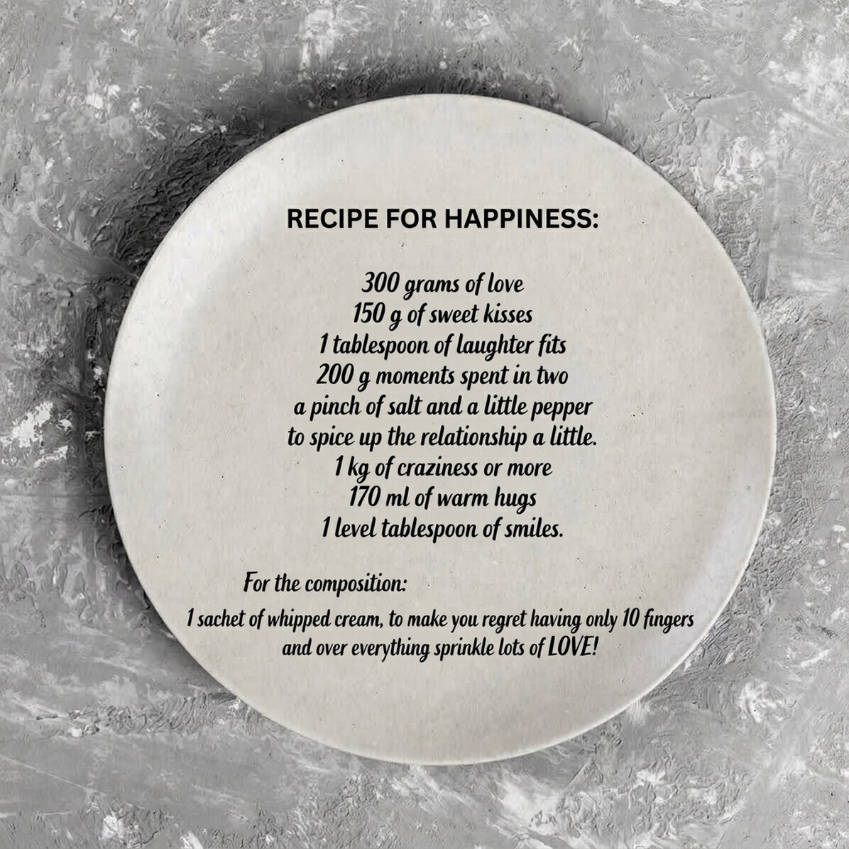 Plato personalizado con texto