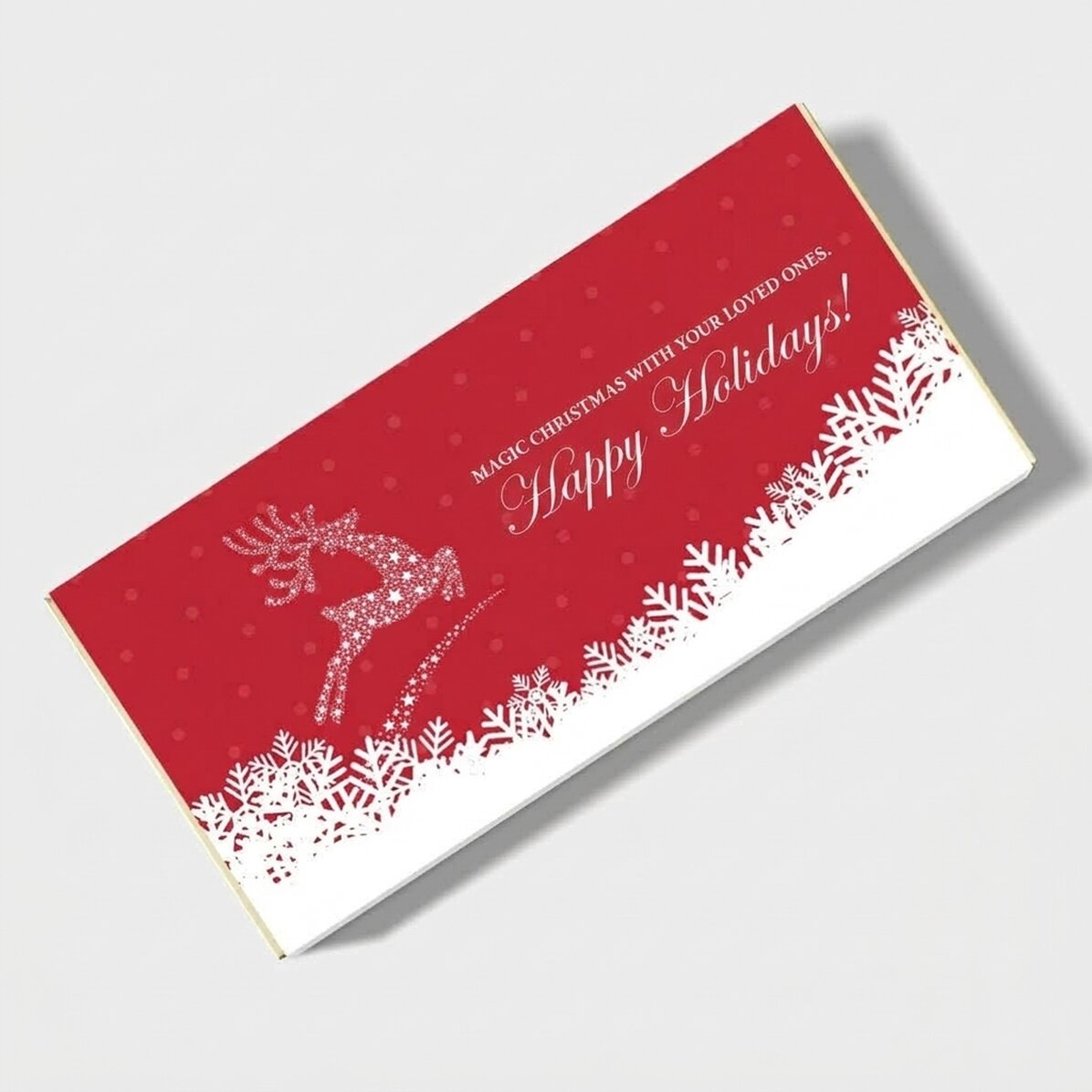 Chocolate personalizado con texto y logotipo - La magia de la Navidad