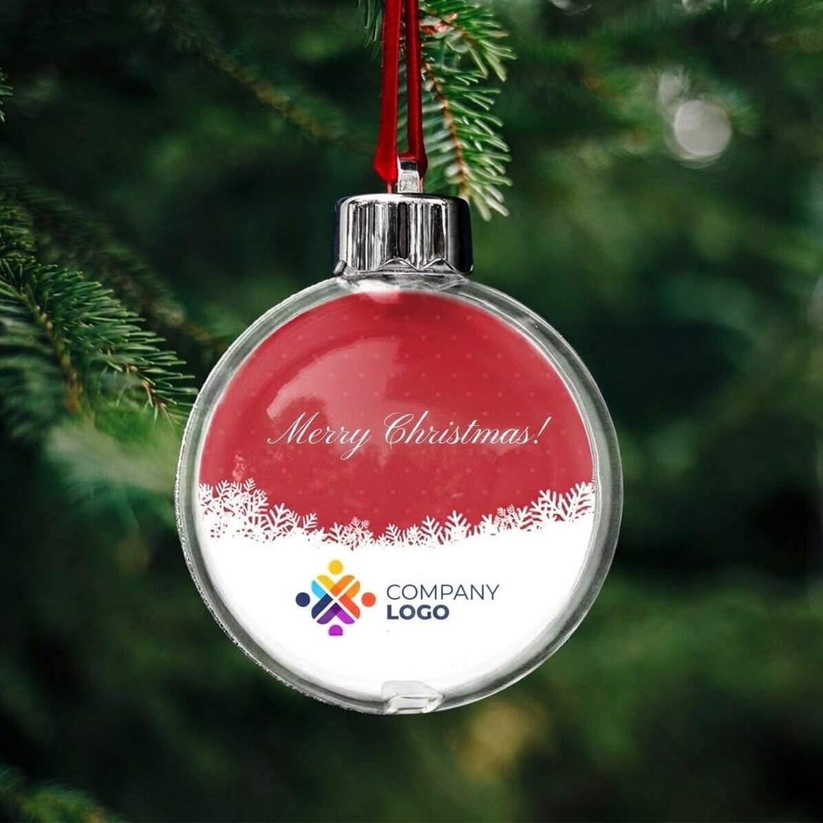 Bola de Navidad personalizada con logotipo y mensaje - La magia de la Navidad