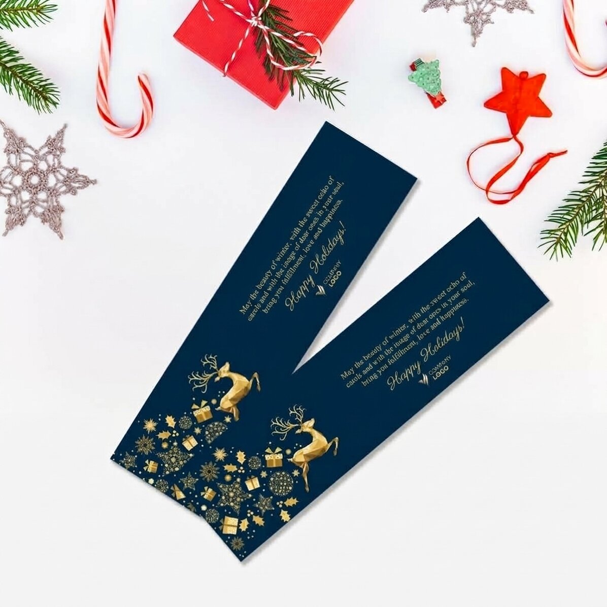 Marcapáginas personalizado con texto y logotipo - Cuento de Navidad