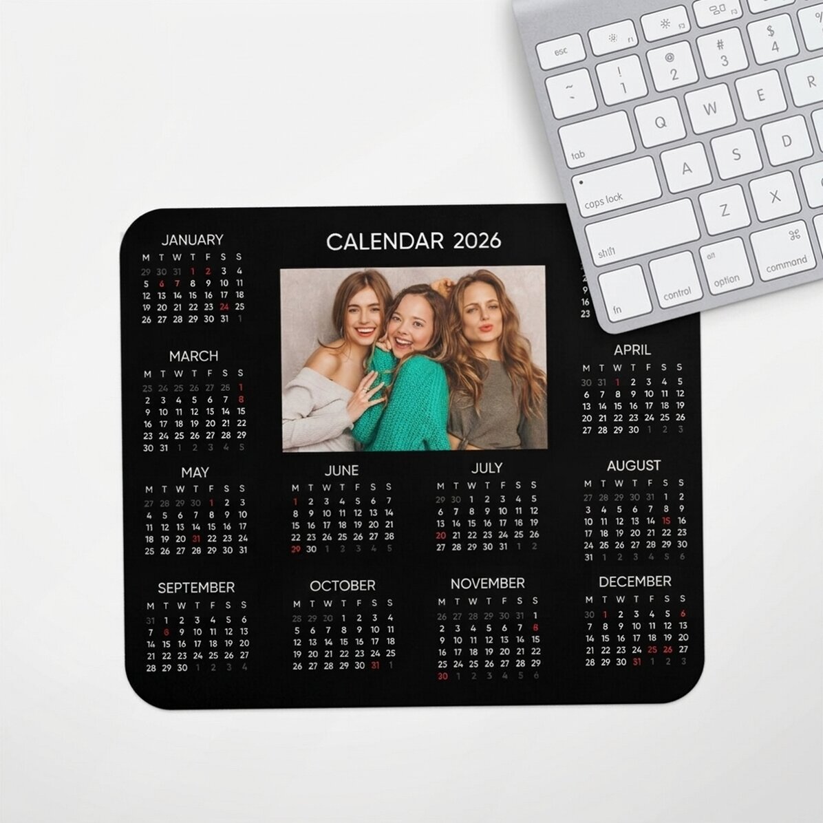 Alfombrilla de ratón personalizada con una foto y un texto - Calendario