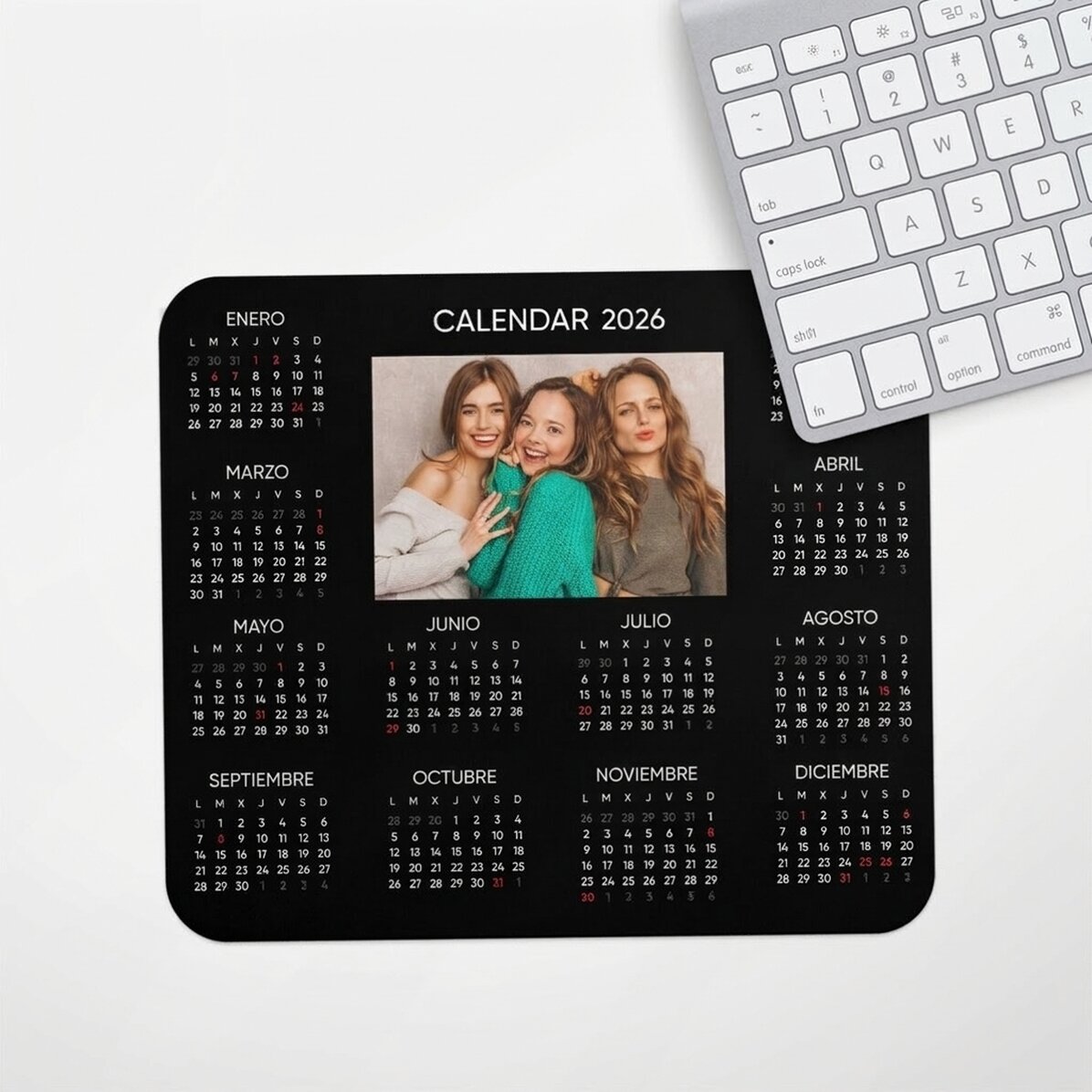 Alfombrilla de ratón personalizada con una foto y un texto - Calendario