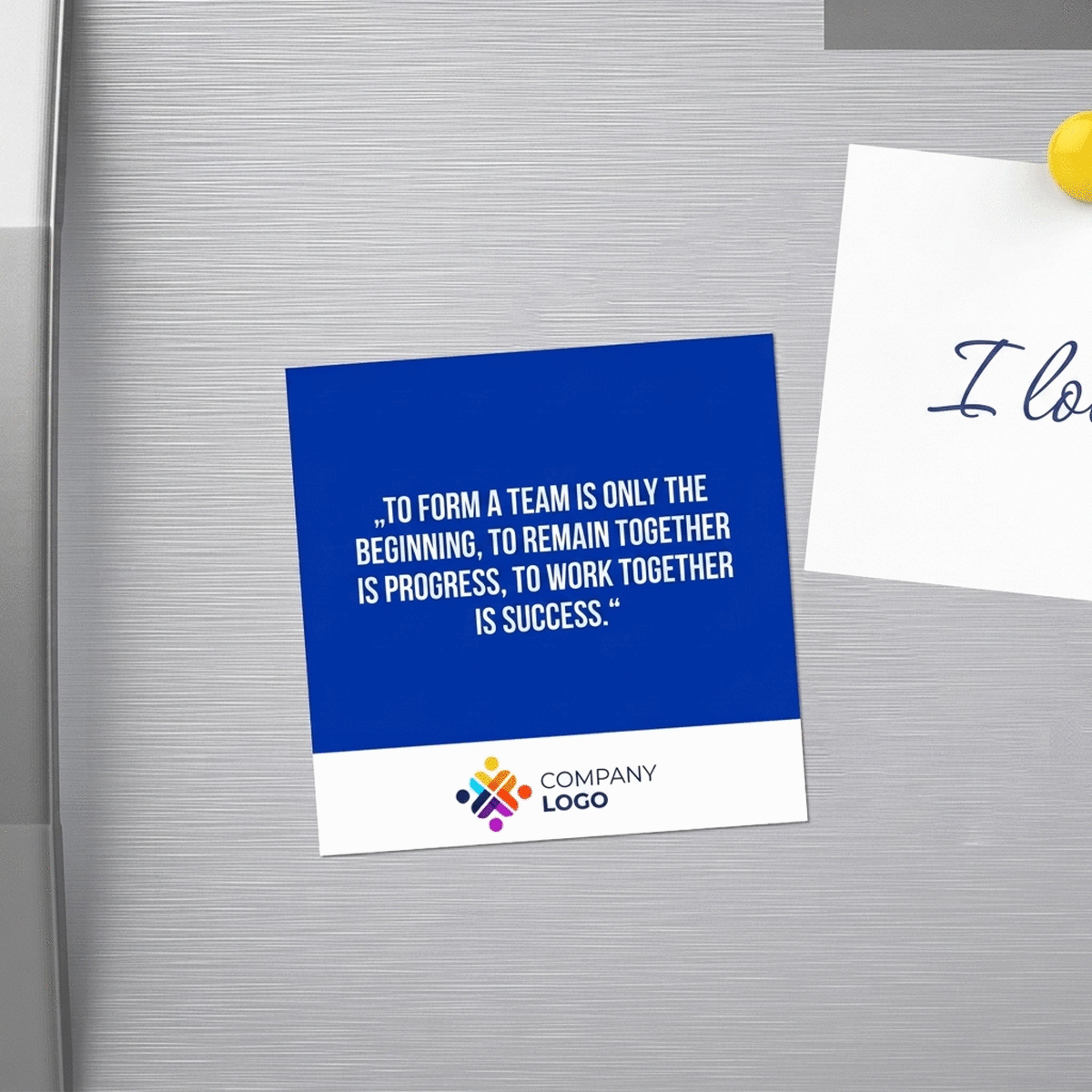 Imán de 10x10 personalizado con logotipo y texto