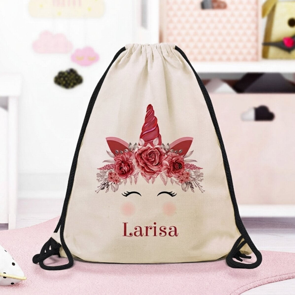 Mochila personalizada con texto - Unicornio