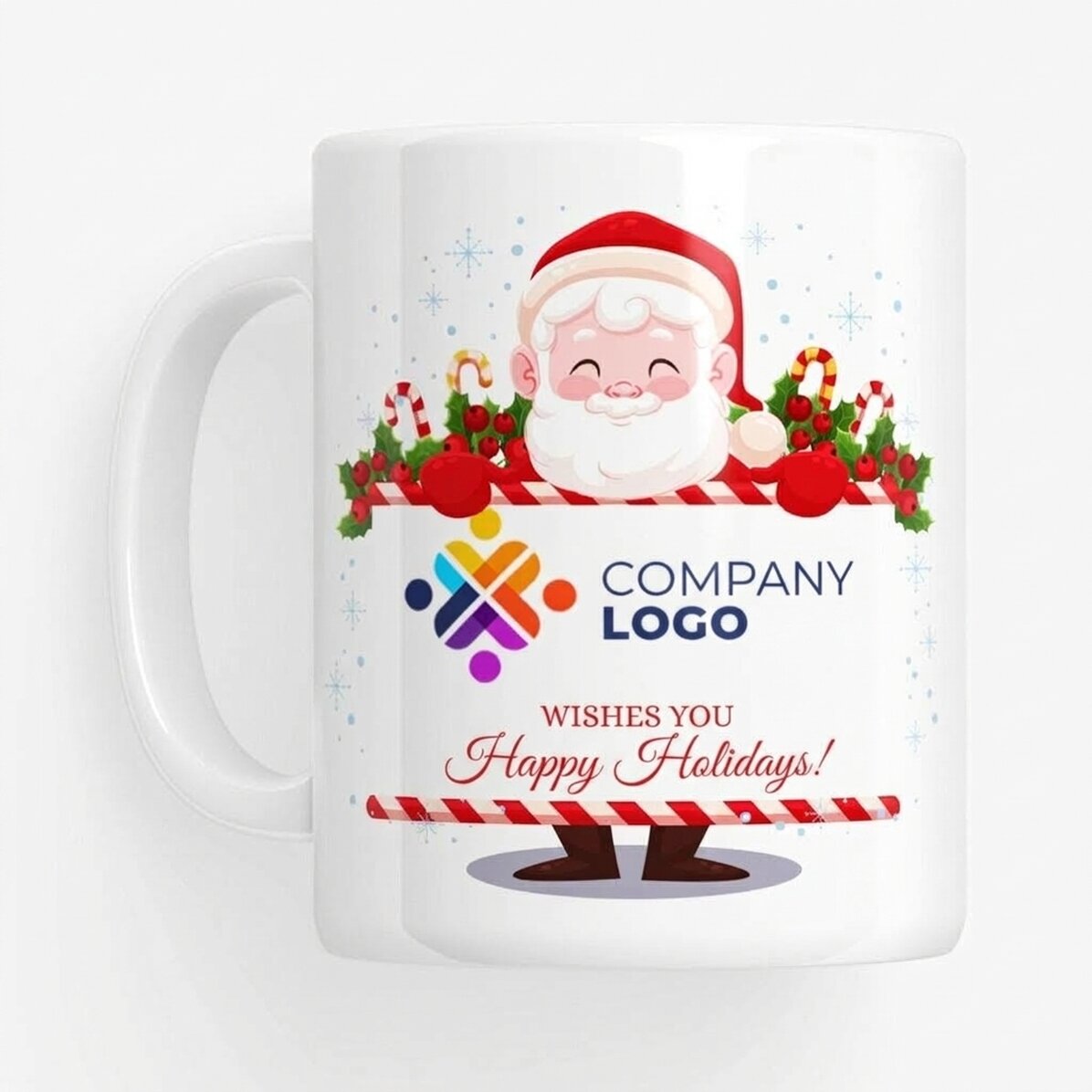 Taza personalizada con logotipo y mensaje - Papá Noel