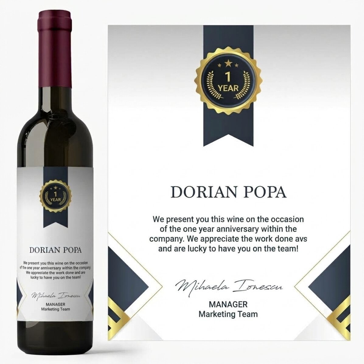 Vino personalizado con texto - Agradecimiento a los empleados
