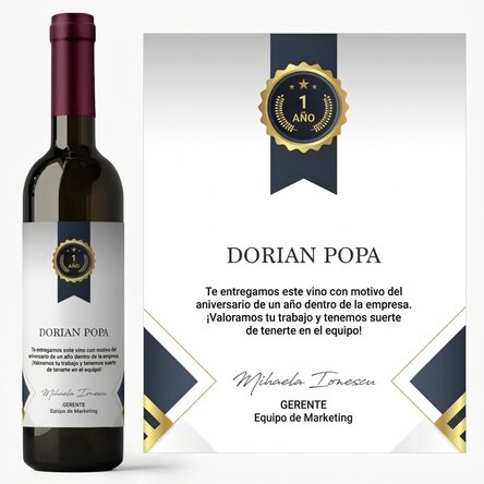 Vino personalizado con texto - Agradecimiento a los empleados