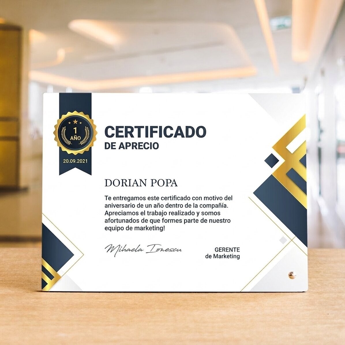Marco de fotos de escritorio personalizado con texto - Agradecimiento a los empleados