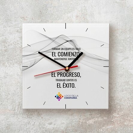 Reloj cuadrado personalizado con logotipo y texto - Éxito
