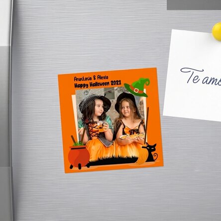 Imán de 10x10 personalizado con una foto y un texto - Halloween