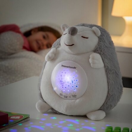 Peluche de erizo con proyector de luces y sonidos