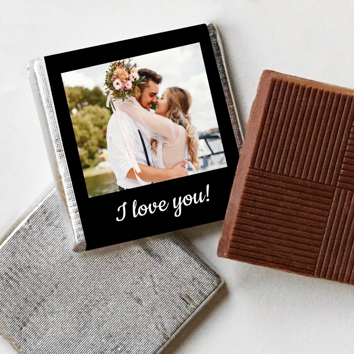 Mini tableta de chocolate personalizada con una foto y un texto