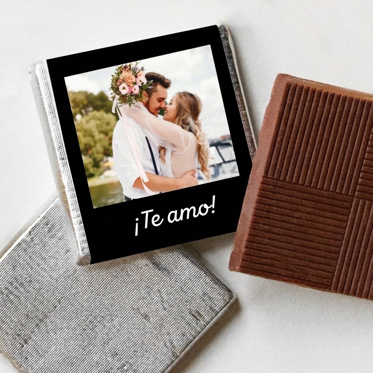 Mini tableta de chocolate personalizada con una foto y un texto