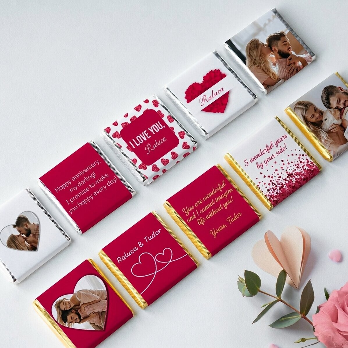 Lote de 10 minichocolates personalizados: «¡Te quiero!»