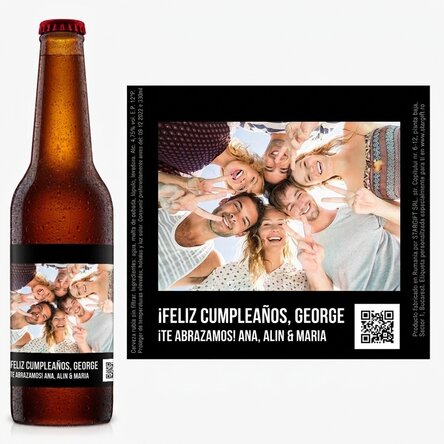 Cerveza personalizada con una foto y un código QR