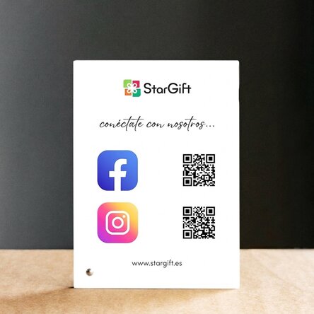 Marco de fotos de escritorio personalizado con texto y códigos QR - Redes sociales