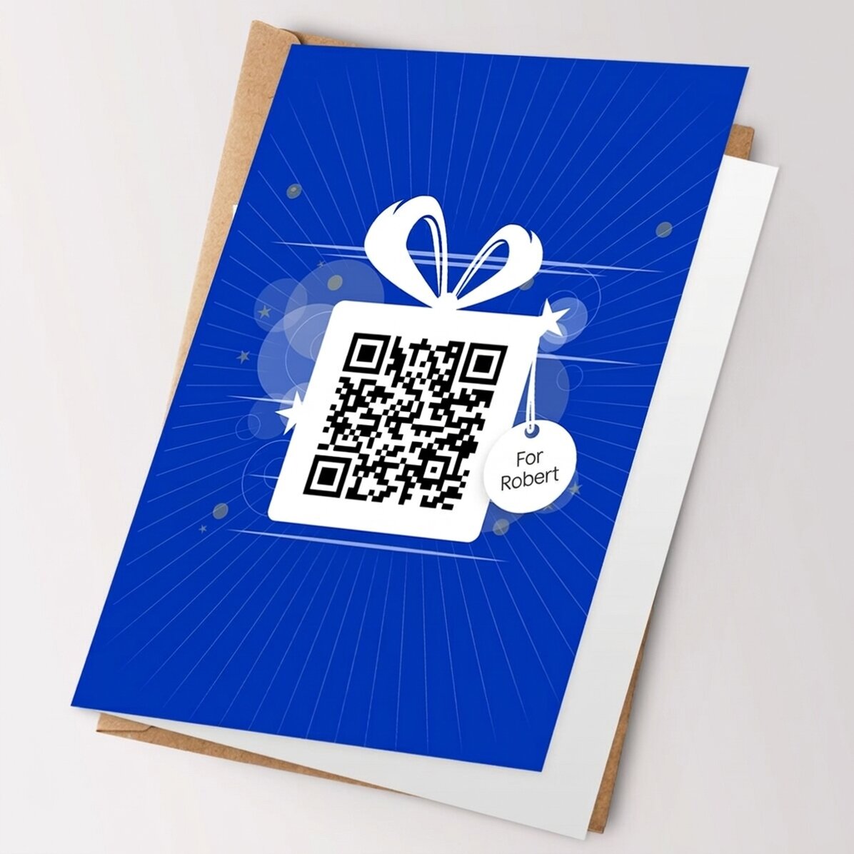 Tarjeta de felicitación personalizada con texto y código QR - Feliz cumpleaños