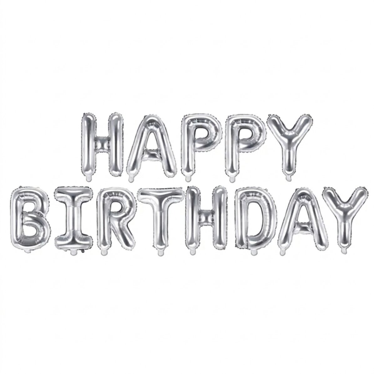 Lote de globos - «Happy Birthday» plateados