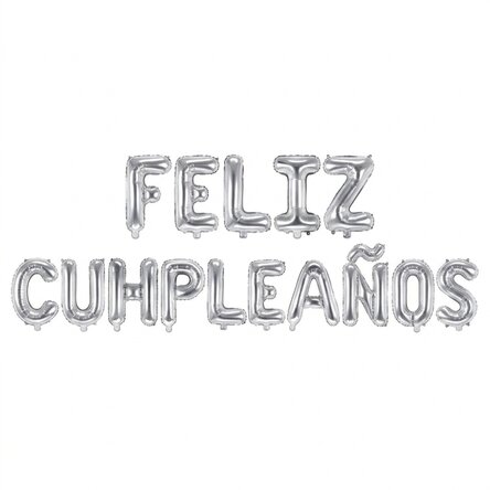 Lote de globos - «Happy Birthday» plateados