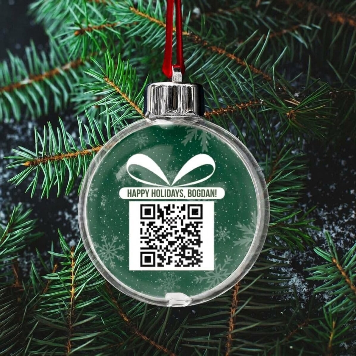 Globo transparente personalizado por ambas caras con una fotografía y un código QR