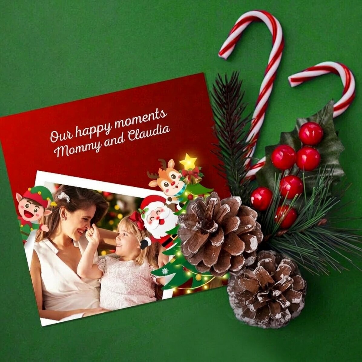 Imán personalizado de 10x10 con foto y texto - Nuestros momentos felices