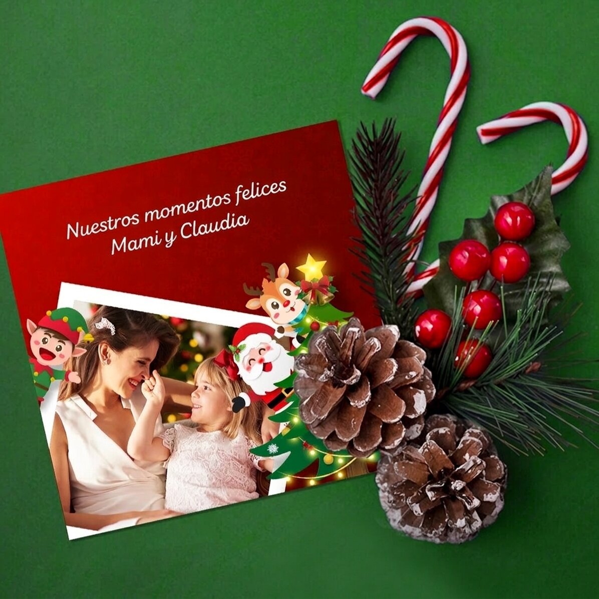 Imán personalizado de 10x10 con foto y texto - Nuestros momentos felices